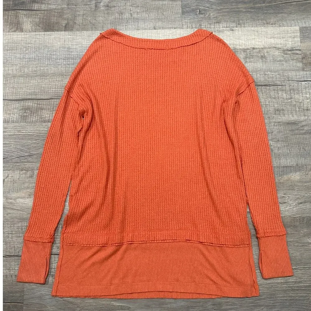 Free People FP Phoenix Thermal Oversized Small Dolman Waffle Rib Thumb Hole Boho